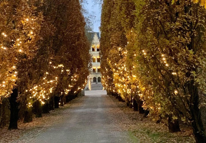 Lorsque la nuit tombe, une allée enchantée conduit au château d'Azay-le-Rideau (@Paula Boyer)