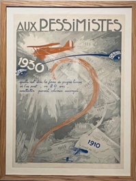 Affiche "Aux pessimistes". Hommage aux avionneurs boulonnais. Litographie de Georges Villa (1883 - 1965) - DR