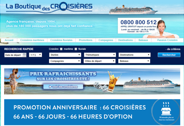 La Boutique des Croisières était une marque de la société TAAJ qui distribuait ses croisières mais aussi celles d'autres compagnies - Capture d'écran