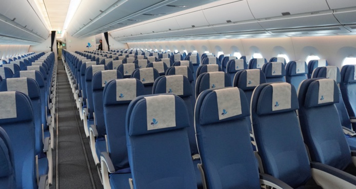 La cabine "Airspace by Airbus" déclinée dans l'A350-1000 French Bee (Photo C.H) La cabine "Airspace by Airbus" déclinée dans l'A350-1000 French Bee (Photo C.H)