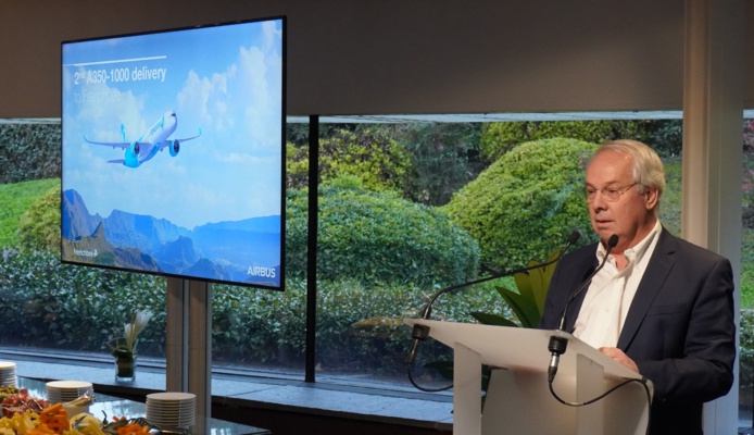 Marc Rochet, Président de French Bee, le 9 décembre 2022 au siège d'Airbus à Toulouse (Photo C.H)