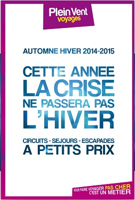 La brochure Hiver 2014/2015 de Plein Vent est actuellement distribuée en agences de voyages - DR : Brochuresenligne.com La brochure Hiver 2014/2015 de Plein Vent est actuellement distribuée en agences de voyages - DR : Brochuresenligne.com