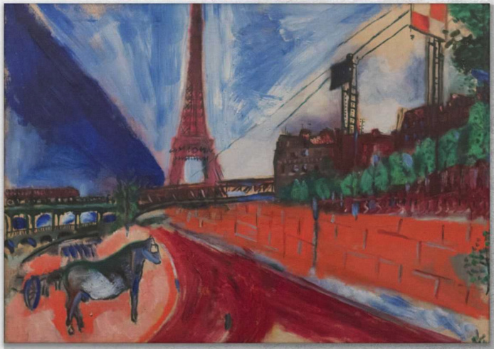 Marc Chagall, Le pont de Passy et la Tour Eiffel, 1911 (©Bridgeman Images) Marc Chagall, Le pont de Passy et la Tour Eiffel, 1911 (©Bridgeman Images)
