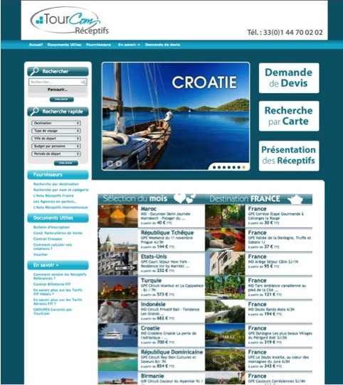 La nouvelle interface de la plateforme réceptive du réseau TourCom.