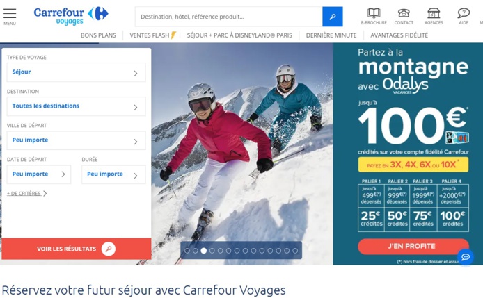 Carrefour Voyages devient partenaire de ProwebCE - DR Capture écran