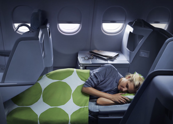 In Business Class, Finnair offers a bed that horizontally reclines in almost all of its fleet - DR Finnair.