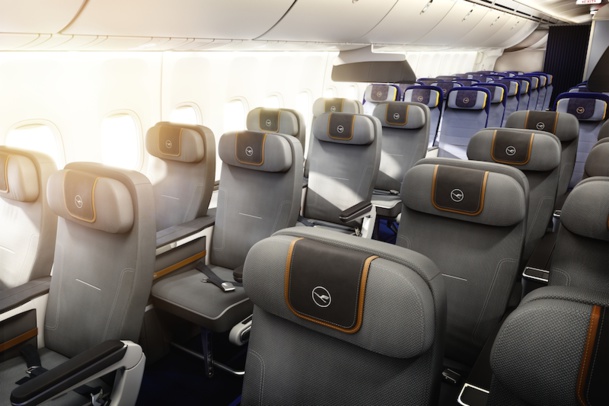 Les fauteuils de la nouvelle classe premium économy de Lufthansa offriront 50% d'espace en plus. DR