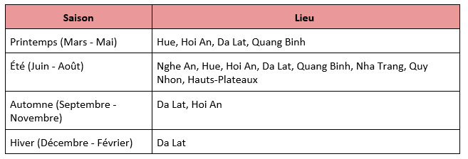 Meilleure période de l'année pour visiter le Vietnam