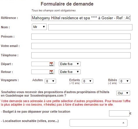 Quand l’internaute fait une demande pour un hôtel, il est invité à soumettre sa demande aux autres hôtels de la destination.