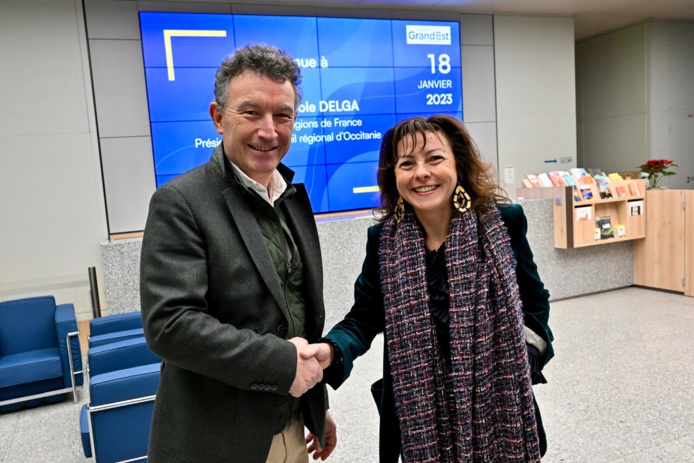 Carole Delga, présidente de Régions de France, accueille Franck Leroy, Grand Est - DR : Régions de France Carole Delga, présidente de Régions de France, accueille Franck Leroy, Grand Est - DR : Régions de France