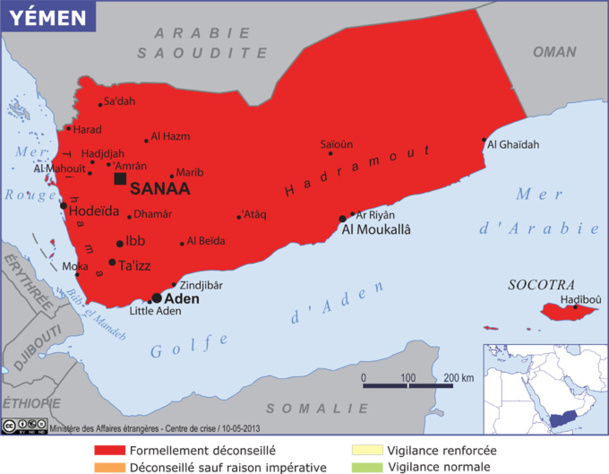 Le Ministère des Affaires Etrangères déconseille le Yémen - Source MAE