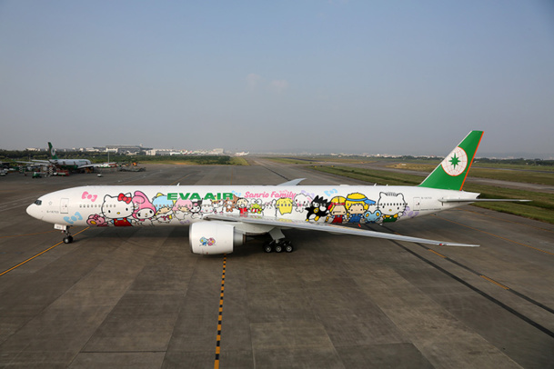 Le Boeing Hello Kitty d'Eva Air assurera des vols réguliers Paris - Taipei, dès le 30 octobre 2014 - DR : Eva Air