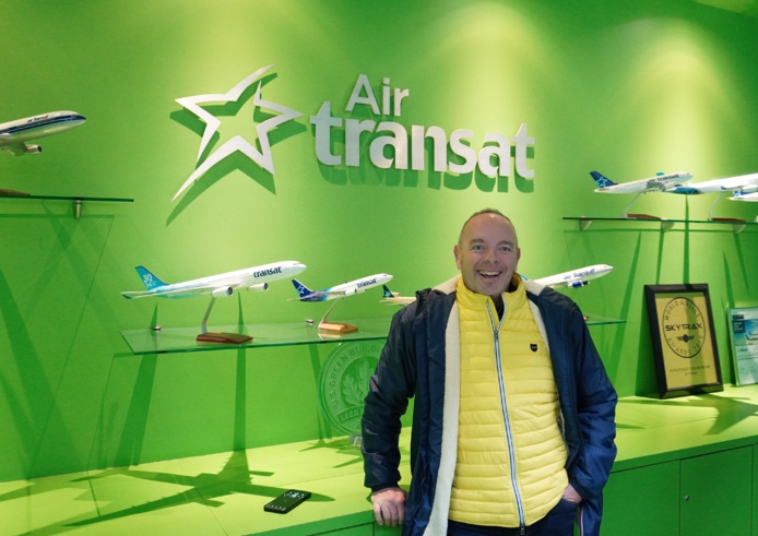 Cyril Cousin, Directeur des marchés France, Benelux, Suisse et Allemagne d’Air Transat au siège de la compagnie à Montréal - Photo C. Hardin