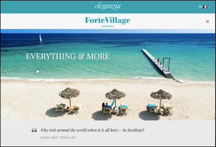 Le Forte Village Resort obtient le titre de Meilleur site Web d'hôtel et d'hébergement pour 2014 - Capture d'écran