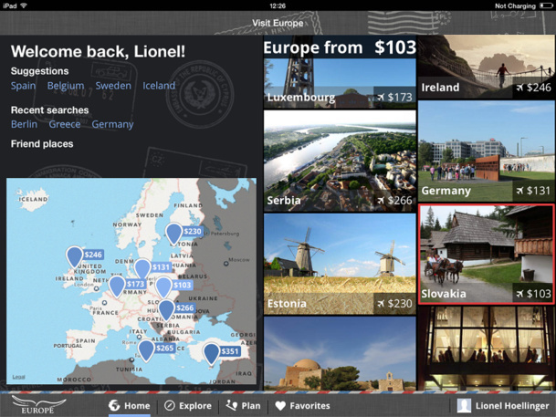 VisitEurope the application targeted at Americans
