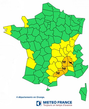Météo France met en garde contre les orages et les risques d'inondation dans 4 départements du Sud de la France - DR : Météo France Météo France met en garde contre les orages et les risques d'inondation dans 4 départements du Sud de la France - DR : Météo France