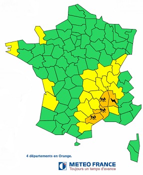 Pluies orageuses : l'Ardèche, le Gard, l'Hérault et la Drôme en vigilance orange