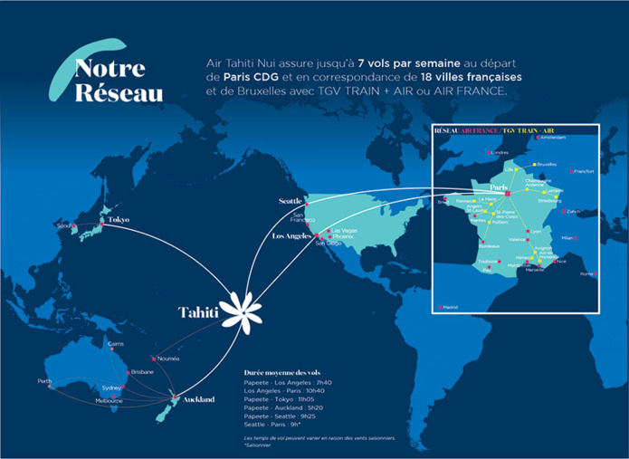 Le réseau Air Tahiti Nui © Air Tahiti Nui