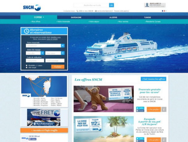 Vue de la future home page du site - DR : SNCM Vue de la future home page du site - DR : SNCM