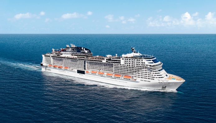 Le MSC Bellissima a été choisi pour la phase pilote de cette formation car son itinéraire actuel traverse une zone maritime abritant de nombreuses espèces marines - DR : MSC Croisières