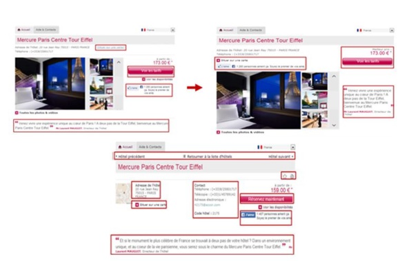 Pour le site internet de Mercure, 31 versions, déclinées en trois langues (français, anglais, allemand), ont été testées sur une période d’un mois. Pour le site internet de Mercure, 31 versions, déclinées en trois langues (français, anglais, allemand), ont été testées sur une période d’un mois.