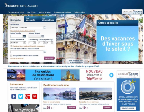 Le Site Accorhotels.com gère une moyenne de 45 . 000 ré servations par jour - DR Le Site Accorhotels.com gère une moyenne de 45 . 000 ré servations par jour - DR