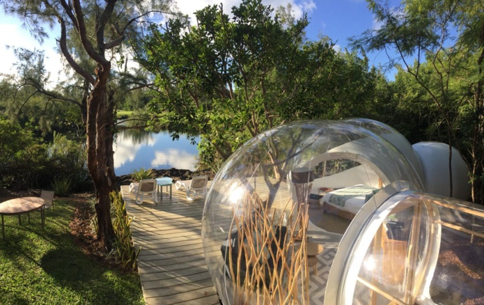Trois Bubble lodges ont été installés sur l'île aux Cerfs (@Sunlife)