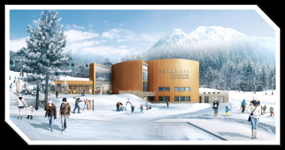 Le Durancia, un centre balnéo-ludique au coeur des pistes. Crédit ATLAS architecte Luis Reggiardo. Infograhie Thierry Baille. Le Durancia, un centre balnéo-ludique au coeur des pistes. Crédit ATLAS architecte Luis Reggiardo. Infograhie Thierry Baille.