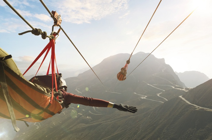 Jais Flight, la plus longue tyrolienne du monde - DR : RAKTDA Jais Flight, la plus longue tyrolienne du monde - DR : RAKTDA