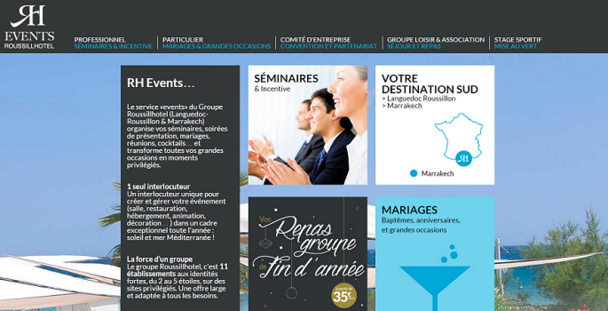 Rh-Events.com recense les offres de Roussillhôtel pour les événements d'entreprise et de particuliers - Capture d'écran Rh-Events.com recense les offres de Roussillhôtel pour les événements d'entreprise et de particuliers - Capture d'écran