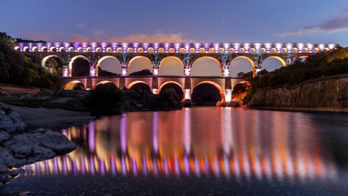 Le Pont du Gard illuminé (©EPCC Aurélio Rodriguez)
