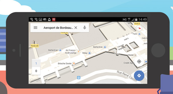 Les plans intérieurs de l’Aéroport de Bordeaux disponibles sur Google Maps