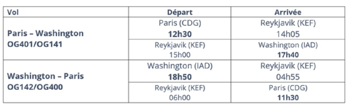 Les horaires de vols Paris-Washington de Play - DR Les horaires de vols Paris-Washington de Play - DR