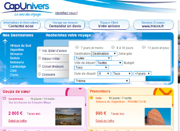 Cap Univers est la marque de voyages individuels du groupe Consult Voyages - Capture d'écran Cap Univers est la marque de voyages individuels du groupe Consult Voyages - Capture d'écran
