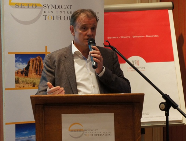 Alain Capestan, président de Voyageurs de Monde a présenté au Forum du SETO à Deauville,les propositions qui ont été formulées auprès du Cabinet de C. Delga - Photo CE Alain Capestan, président de Voyageurs de Monde a présenté au Forum du SETO à Deauville,les propositions qui ont été formulées auprès du Cabinet de C. Delga - Photo CE