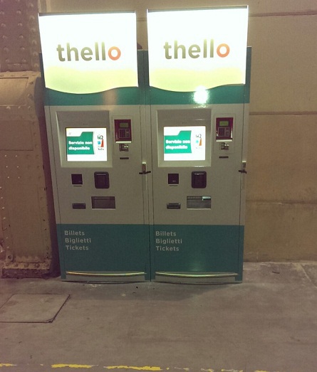 Les bornes de Thello ont été installées en Gare Saint Charles de Marseille dans la nuit de mardi 9 à mercredi 10 décembre 2014 - Photo J.D.