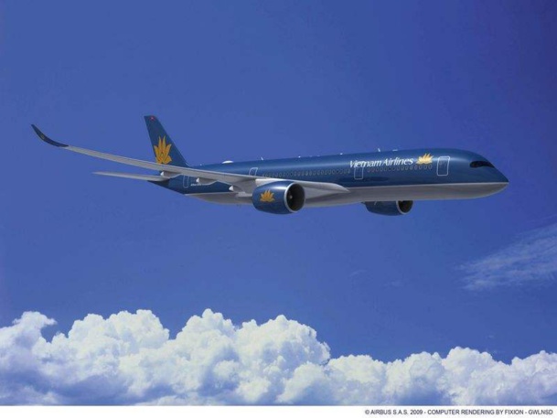 Le futur A350 de Vietnam Airlines se posera à Paris en octobre prochain. •	© Airbus S.A.S. computer rendering by Fixion