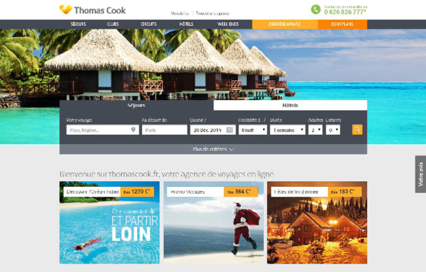 Le nouveau site Internet de Thomas Cook intègre de nombreuses images - Capture d'écran