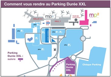 Localisation du Parking durée XXL de l'aéroport Marseille Provence - DR