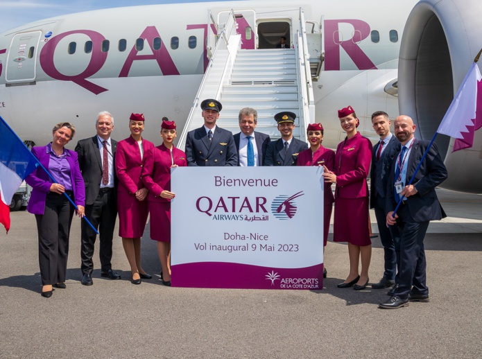 Le premier vol de Qatar Airways depuis Nice vers Doah a eu lieu le 9 mai 2023