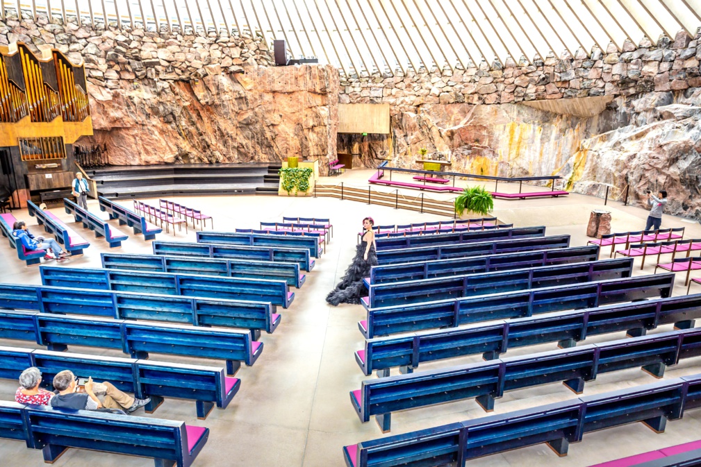 Intérieur de l'église Temppeliaukio à Helsinki, Finlande © Subodh - stock.adobe.com