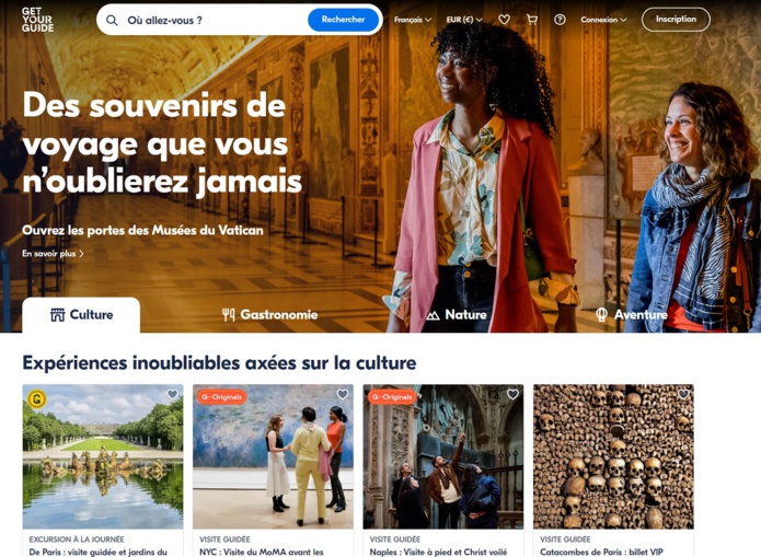 GetYourGuide a annoncé une levée de fonds de 194 millions de dollars - Capture écran
