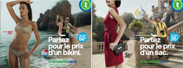 Dans sa nouvelle campagne de communication, Transavia met en scène des touristes qui s'invitent sur un shooting de mode - DR