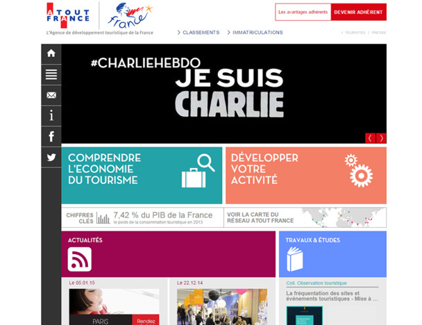 In solidarity, Atout France posted the message “Je suis Charlie” on all of its social networks and large audience both in France and abroad. DR In solidarity, Atout France posted the message “Je suis Charlie” on all of its social networks and large audience both in France and abroad. DR