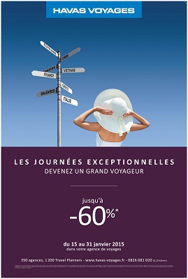 L'opération "Les Journées Exceptionnelles d'Havas Voyages" se poursuit du 15 au 31 janvier 2015 - DR L'opération "Les Journées Exceptionnelles d'Havas Voyages" se poursuit du 15 au 31 janvier 2015 - DR