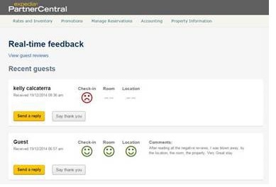 « Real Time Feedback » - capture d'écran Expedia