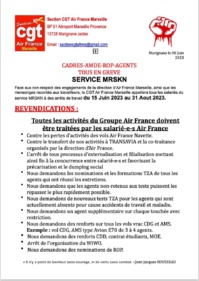 Le préavis de Grève de la CGT Air France Marseille pour s'opposer aux pertes d'activité du service navette - DR