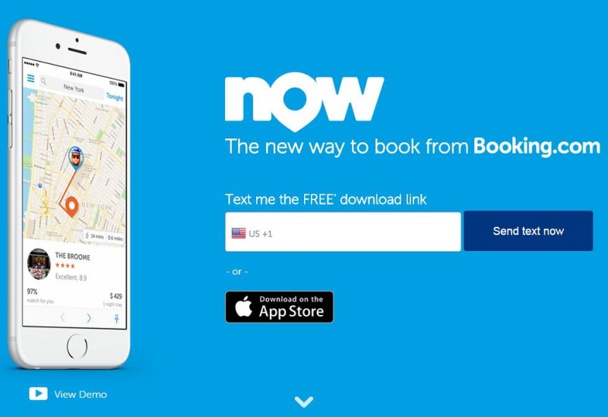 Booking Now est une application mobile pour les voyageurs qui permet de réserver parmi un large choix sous moins de 48 heures. DR capture d’écran booking.com Booking Now est une application mobile pour les voyageurs qui permet de réserver parmi un large choix sous moins de 48 heures. DR capture d’écran booking.com