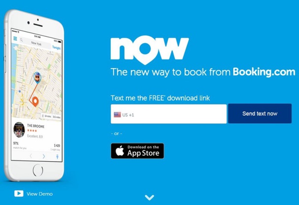 Booking Now est une application mobile pour les voyageurs qui permet de réserver parmi un large choix sous moins de 48 heures.  DR capture d’écran booking.com