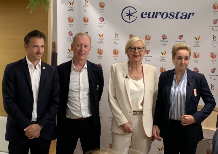 De gauche à droite, Cédric Van Branteghem (CEO Team Belgique), Andy Anson (CEO Team Grande-Bretagne), Gwendoline Cazenave, DG Eurostar Group, et Baukje ter Huurne, (Responsable marketing Team Pays-Bas). ©David Savary De gauche à droite, Cédric Van Branteghem (CEO Team Belgique), Andy Anson (CEO Team Grande-Bretagne), Gwendoline Cazenave, DG Eurostar Group, et Baukje ter Huurne, (Responsable marketing Team Pays-Bas). ©David Savary